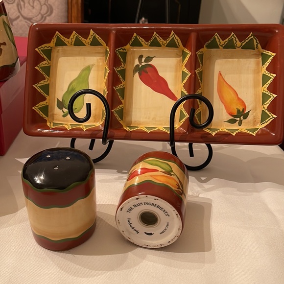 Vintage 9 PC “THE MAIN INGREDIENT” Southwestern Chili Peppers Stoneware - Picture 7 of 8